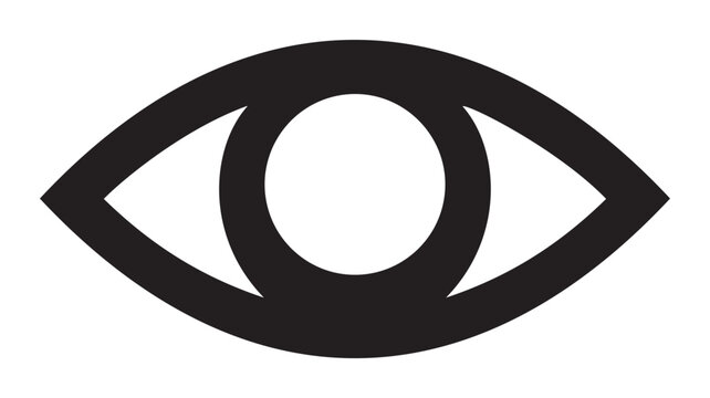 Eye symbol vector, bold geometric black outline on white background &mdash; stock vector