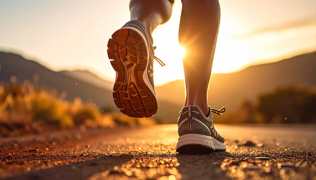 Runners Footsteps - A Morning Run with Mountain Views.