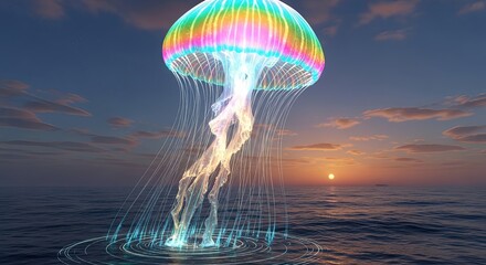 Surreal Jellyfish at Sunset - A Digital Art Masterpiece.