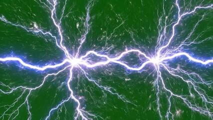 Dynamic lightning strikes across a vivid green backdrop, electrifying and powerful visual impact, perfect for energy themes or dramatic storytelling