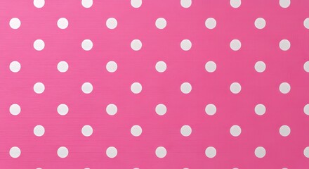 Pink Polka Dot Pattern on Fabric with White Dots for Decorative and Craft Use