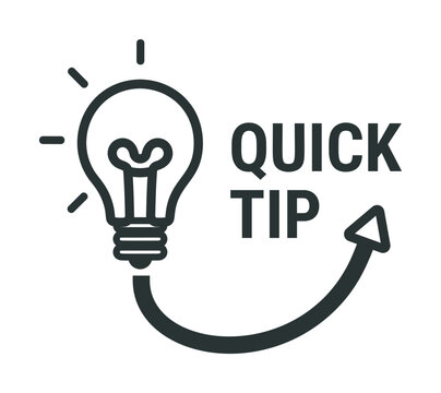 Light bulb vector with quick tip text and arrow, minimal line art style &mdash; stock vector