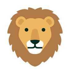Lion head vector flat style simple cartoon animal face icon — stock vector