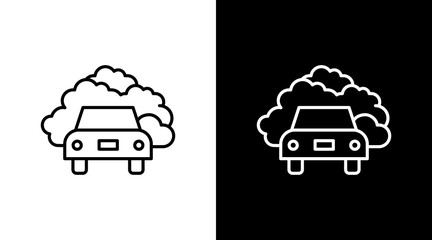 Automobile Pollution White Icon Set Design