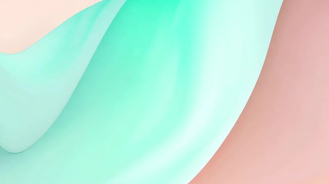 Soft flowing digital abstraction in mint green and peach colors