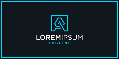 AF FA Square Line Logo Design