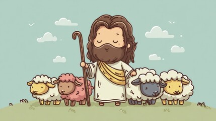 Illustration of Jesus as the shepherd