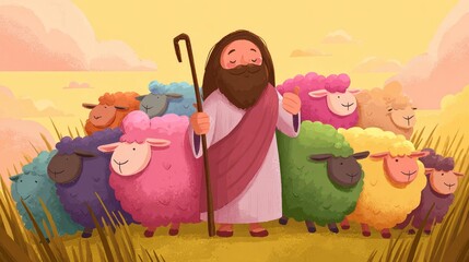 Illustration of Jesus as the shepherd