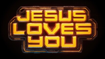 Futuristic Text of the word "Jesus Loves You"