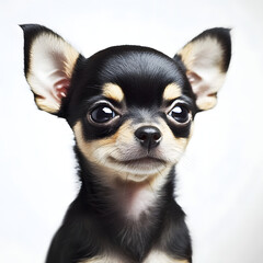 AI Chihuahua Puppy Portrait Isolated Clean White Light Technology Background