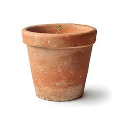 Clay Flower Pot Isolated On White Clean Shadow Surf Background Design