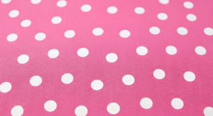Pink Fabric with White Polka Dots Pattern Bright and Playful for Clothing and Decor