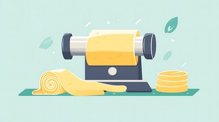 Culinary Flat Vector Of A Pasta Maker With Rolled Food Illustration