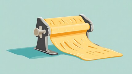Culinary Flat Vector Of A Pasta Maker With Rolled Food Illustration