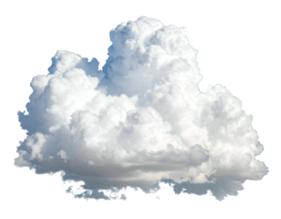 Fluffy cumulus cloud, bright white, against a dark background