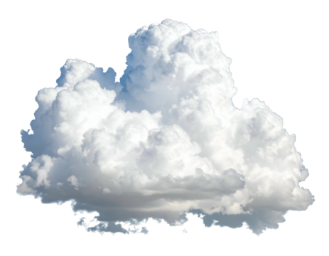 Fluffy cumulus cloud, bright white, against a dark background