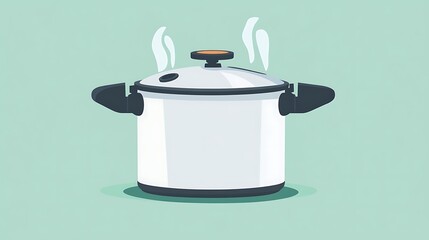 Flat Vector Of A Pressure Cooker With Ste Background Design