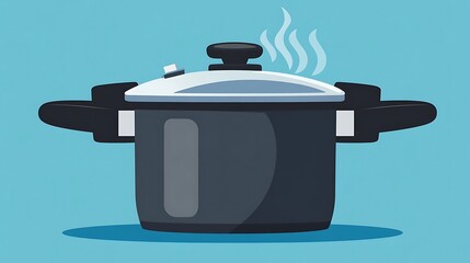 Flat Vector Of A Pressure Cooker With Ste Background Design