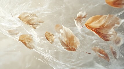 Floating Abstract Forms Resembling Leaves Background Design
