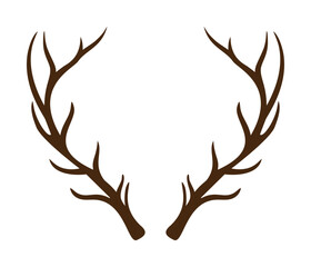 Antlers vector hand drawn symmetrical silhouette isolated on white — stock vector