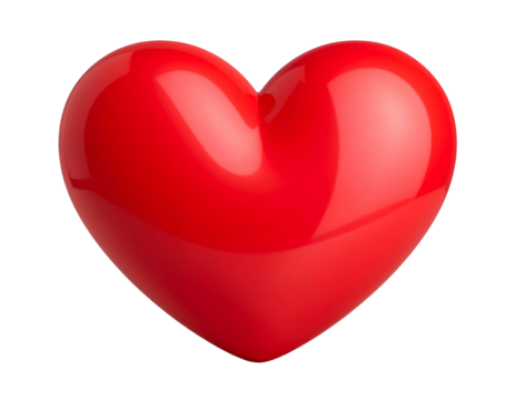 Shiny, plump, bright red heart on black background