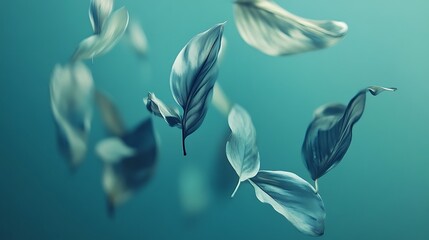 Floating Abstract Forms Resembling Leaves Background Design