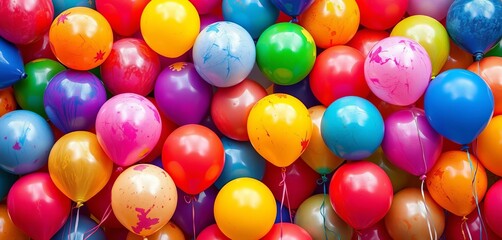 Vibrant, colorful painted balloons forming an abstract background,  colorful texture,  colorful