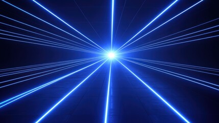 Radiant blue lines converging to a central point.