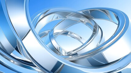 Fototapeta premium Abstract design of intertwined rings in light blue tones.