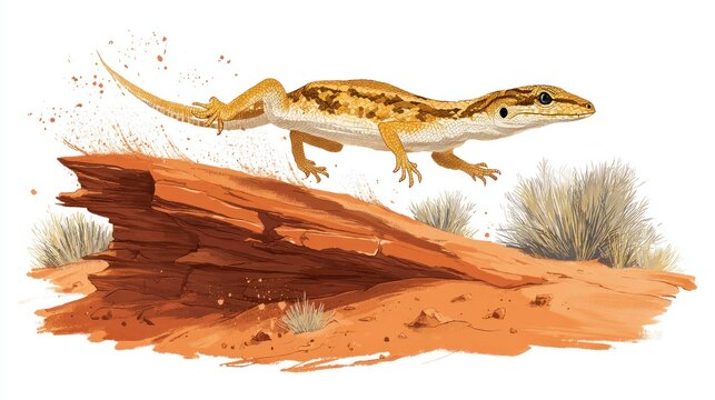 Lizard leaps a desert rock