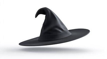 Fototapeta premium Black witch hat isolated on white