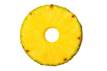 Round pineapple fruit slice on transparent background