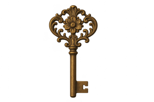 Vintage ornate skeleton key with flower detail