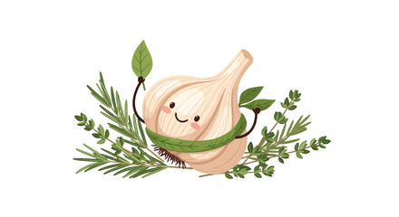 Charming Garlic Embossed With Herbs: A Visual Delight For Culinary And Natural Themes