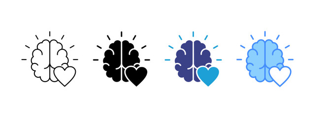 Mental Health icon set multiple style collection