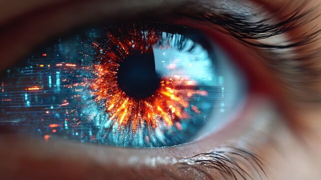 Eye Technology Vision, AI Iris Scan, Future Tech - Powered by Adobe