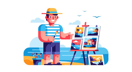 Coastal Artist Demonstrates Artistic Inspiration and the Creation of Beach Landscapes