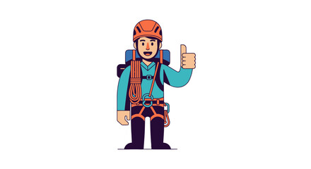 Fototapeta premium Cheerful Mountain Climber Giving a Thumbs up, Vector Illustration, Isolated on Black Background