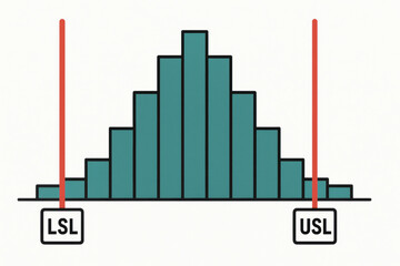 Statistical chart with control limits illustrates quality control manufacturing industry ensuring product consistency and process stability