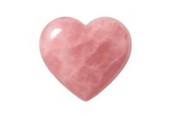 Rose quartz heart shape gem on transparent background