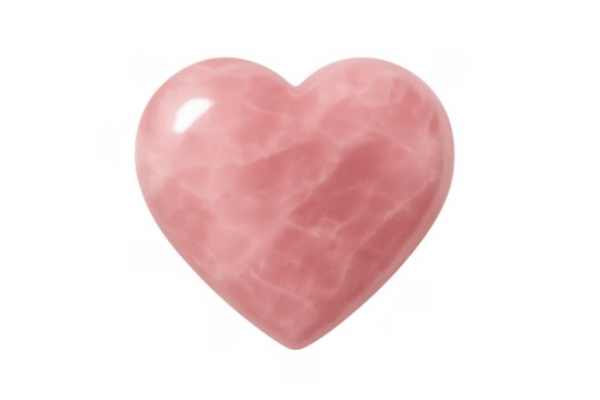Rose quartz heart shape gem on transparent background