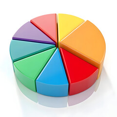 Obraz premium Colorful Pie Chart Data Visualization on White Background