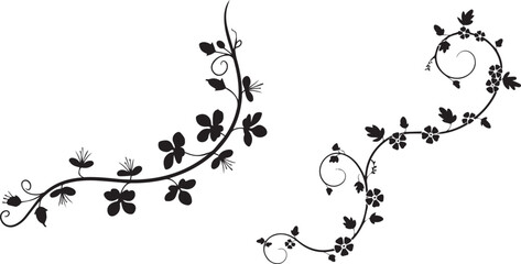 Two floral elements isolated on transparent background for corner decoration