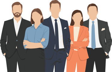 Professional business team illustration, corporate people in formal suits, leadership concept, teamwork and collaboration, modern office group vector design