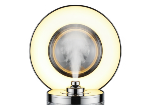 Elegant ultrasonic diffuser with mist and light isolated on transparent background