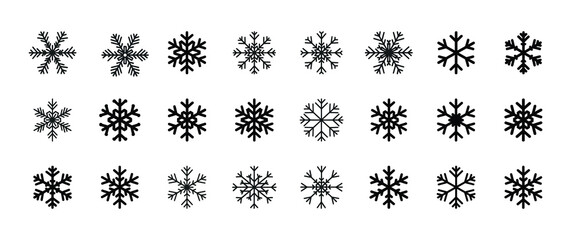 Collection of Diverse Snowflake Icons for Winter and Holiday Designs