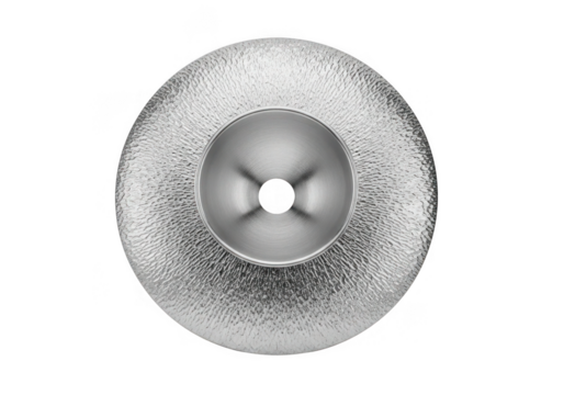 Textured silver button isolated on transparent background