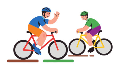 Fototapeta premium Cyclists Enjoying a Recreational Ride Together, Sporting Gear And Raising Hands