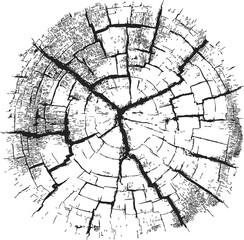 Obraz premium Tree trunk rings sketch, hand drawn cross section with cracks and growth lines — stock vector