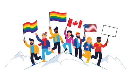 Diverse Group Celebrates, Manifests Hope, and Champions Equality Amidst Mountain Peaks